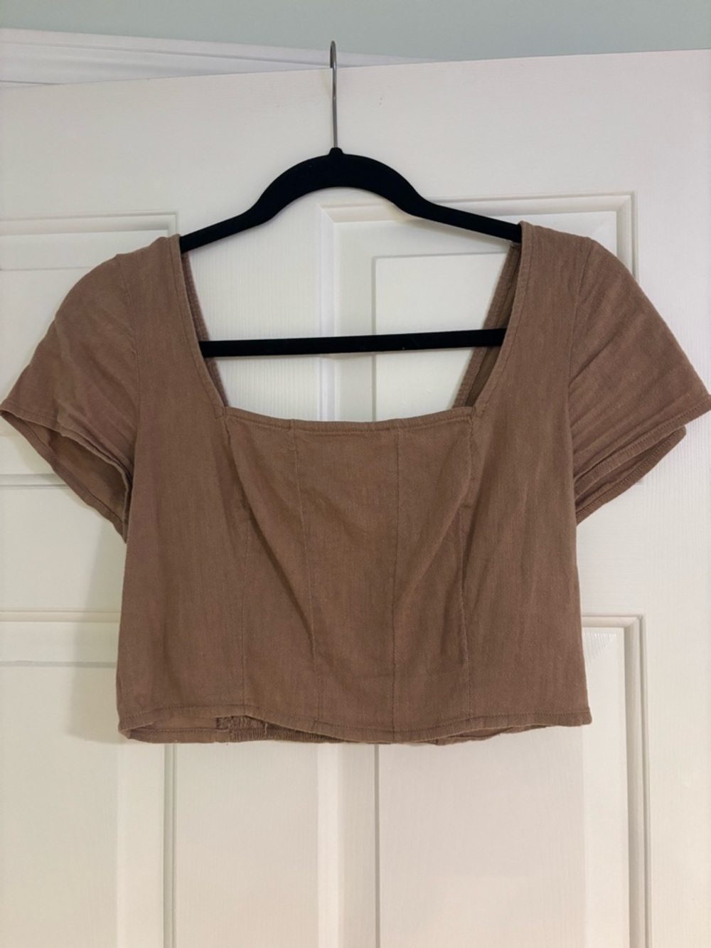 Hollister Taupe Square-Neck Cropped Top